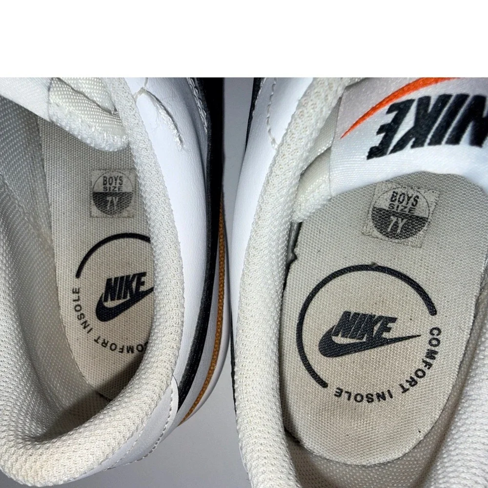 Nike Court Legacy‎ Kids 7Y White Black DA5380-102 Tan Trim Low Top SportyTennis